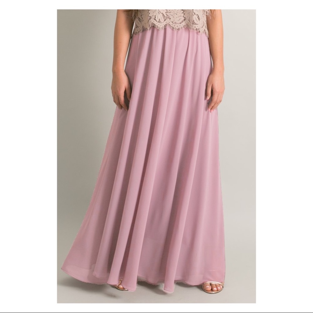 Crêpe Pink Chiffon Maxi Skirt